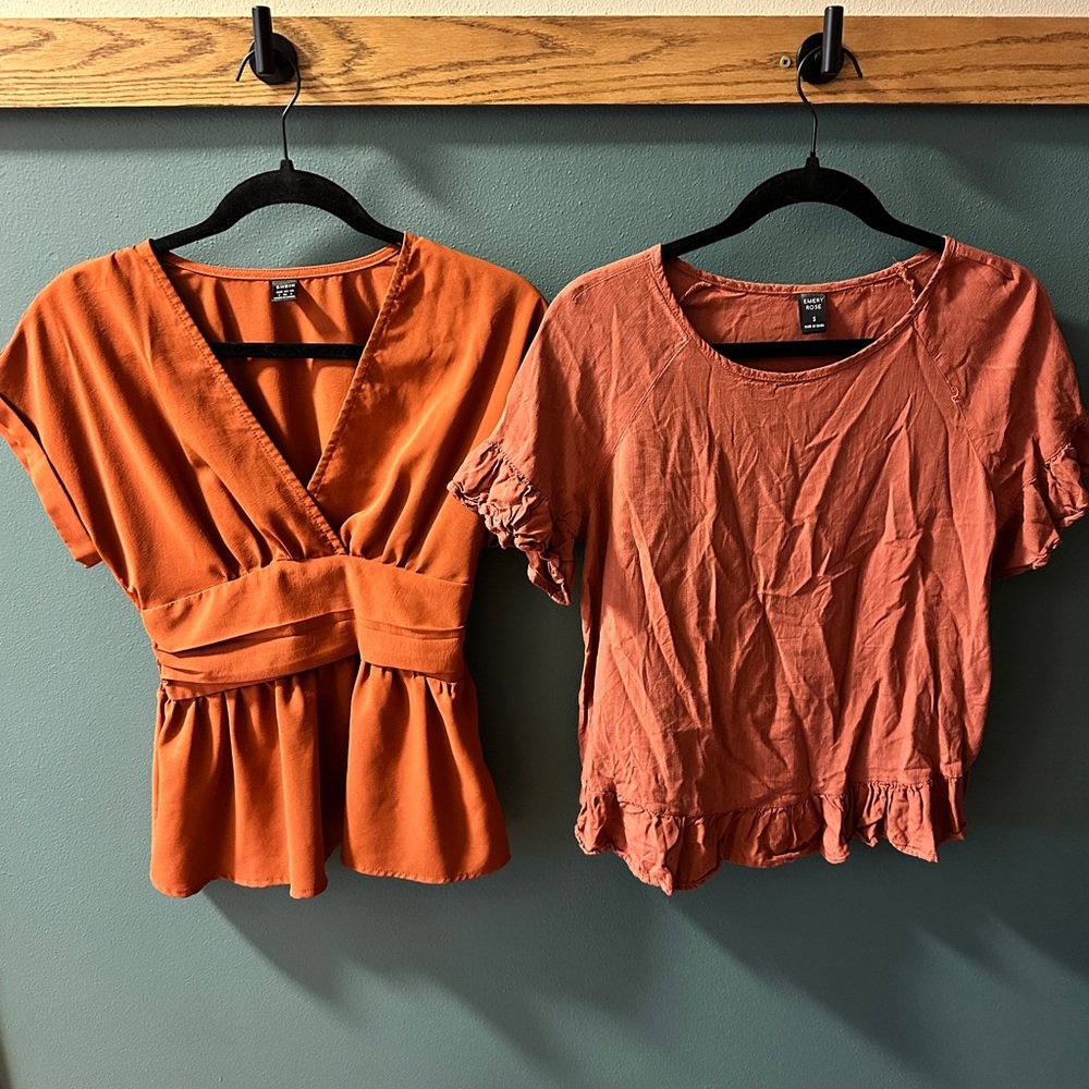 SHEIN/Emery Rose Women's Terracotta Blouse Duo